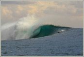 big waves surfing in krui south sumatra with Paradise Surf Camp